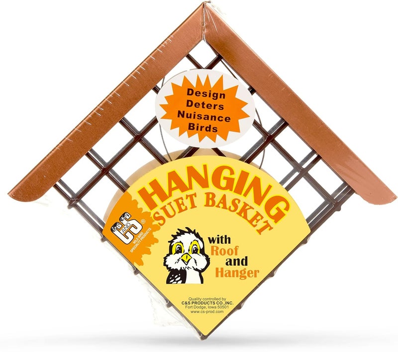 CS C&S Hanging Suet Basket with Roof for Wild Birds - Image 1